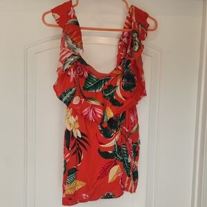 Tropical Red Floral Women's Top